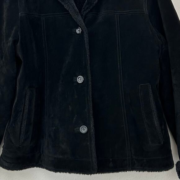 Vintage UTEX Design suede faux fur lined coat 90s Y2K boho grunge goth winter M - Picture 3 of 10